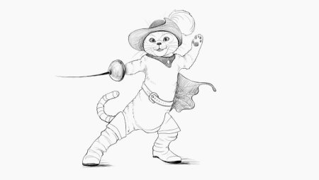 Кот в сапогах рисунок карандашом