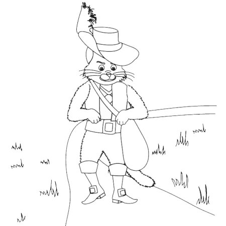 Раскраска кот в сапогах Шарль Перро