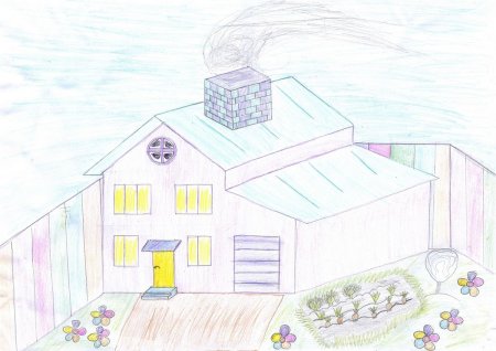 Нарисовать дом и школу