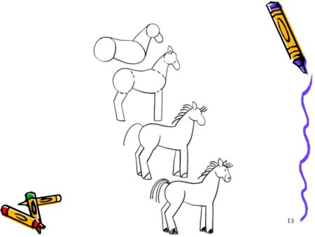 Схема рисования лошади