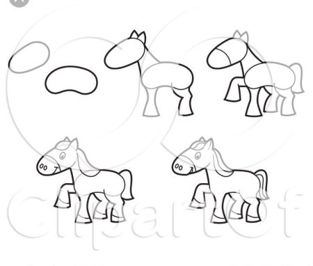 Лошадка пошаговое рисование для малышей