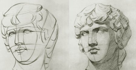 Рисование гипсовой головы Антиноя