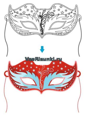 Поэтапное рисование новогодней маски