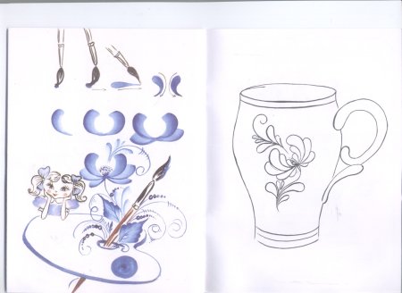 Посуда по мотивам гжельской росписи для детей