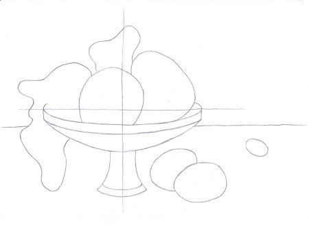 Ваза с фруктами карандашом