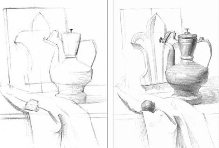 Последовательность рисования натюрморта