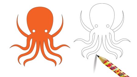 Нарисовать осьминога карандашом поэтапно для начинающих