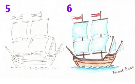 Парусник рисунок простой