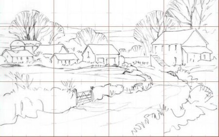 Поэтапное изображение пейзажа