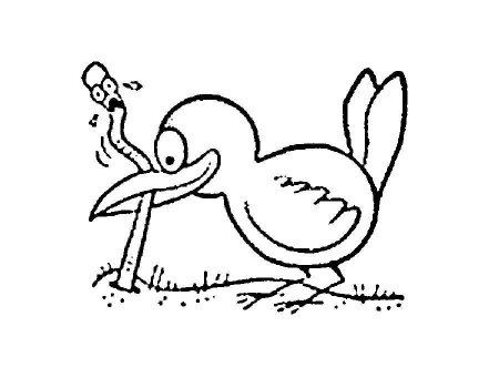 Птица для раскрашивания с червячком