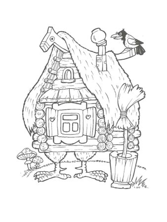 Раскраска избушка бабы яги для детей