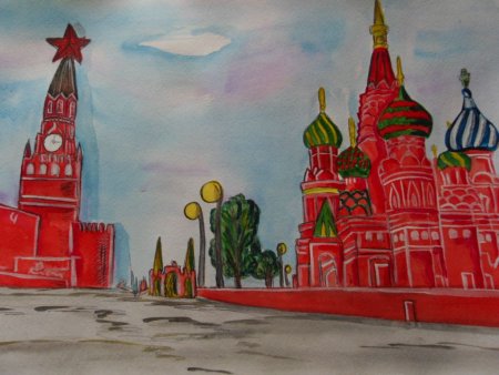 Спасская башня Кремля рисование старшая группа