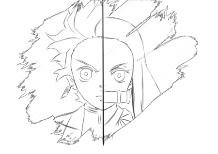 Незуко Камадо черно белый