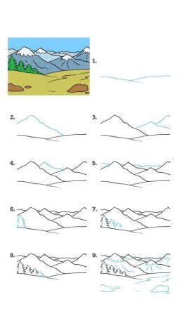 Поэтапное рисование гор