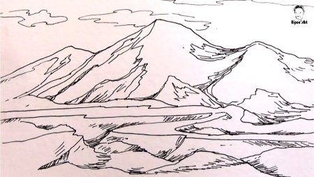 Горы вдали рисунок