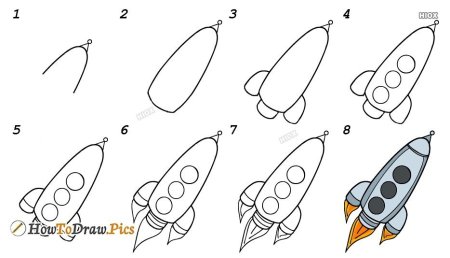 Поэтапное рисование ракеты