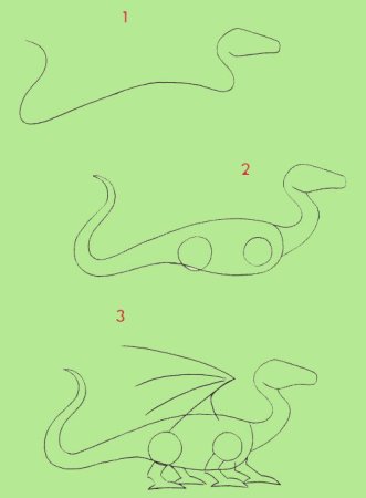 Пошаговое рисование дракона для детей