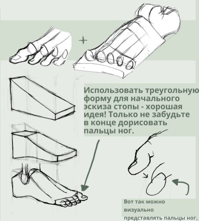 Схема рисования ступни