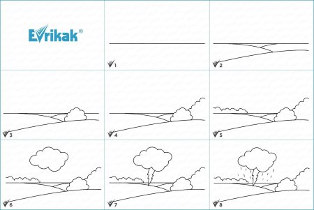 Поэтапное рисование пейзажа для детей