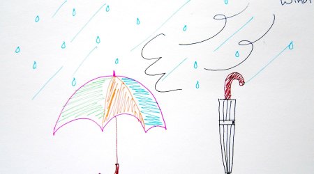 Человек с зонтом рисунок