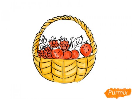 Рисование корзина с фруктами