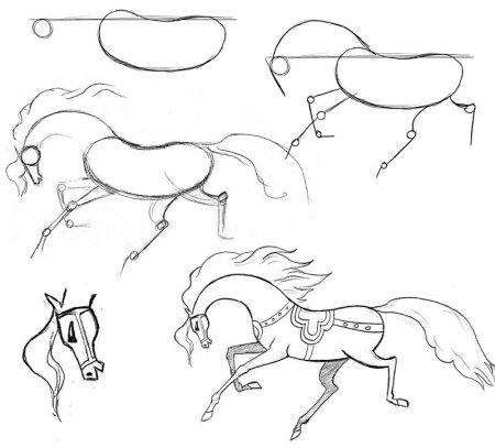Конёк-горбунок рисунок карандашом