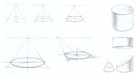Линейно конструктивный рисунок конуса