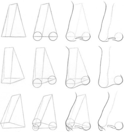 Поэтапно нос снизу