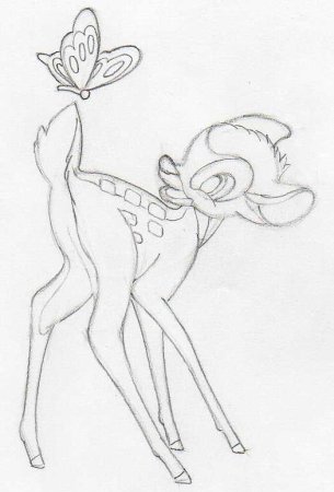 Бэмби карандашом для срисовки