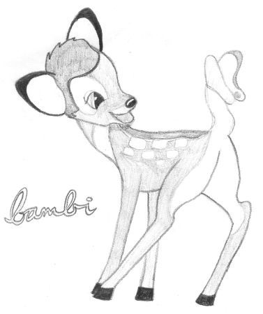 Поэтапное рисование Бэмби