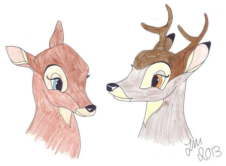 Рисунок карандашом для срисовки Бэмби лицо