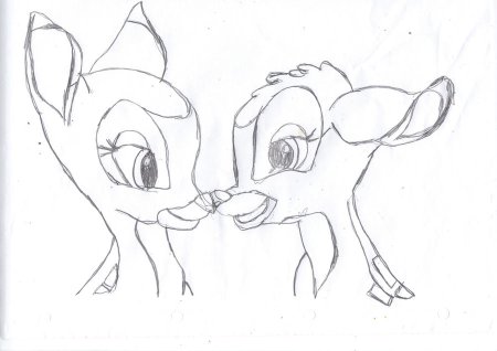 Как нарисовать Бэмби поэтапно карандашом для начинающих