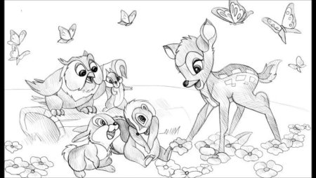 Бемби мультфильм контур