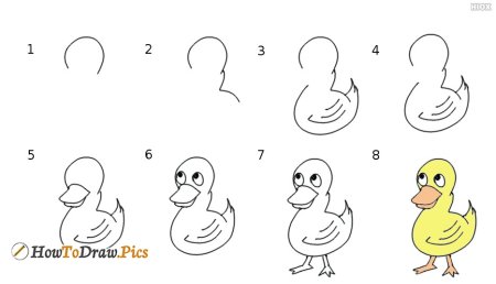 Нарисовать утенка ребенку 2 класс