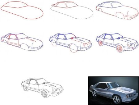 Пошаговый рисунок автомобиля