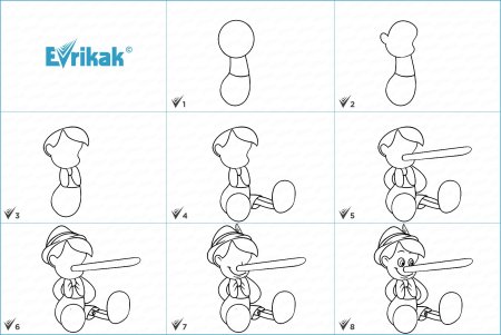 Как нарисовать Буратино поэтапно