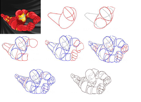 Железный человек рисунок поэтапный