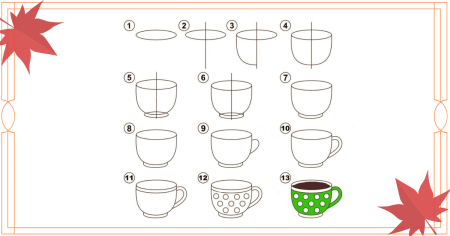 Поэтапное рисование чашки