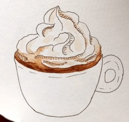 Поэтапное рисование кружки с кофе