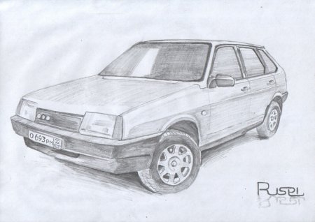 Нарисованная ВАЗ 2109 сбоку