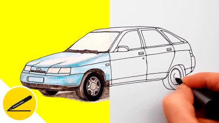 Нарисовать ВАЗ 2112 спереди