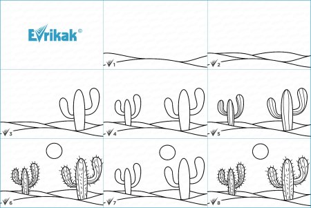 В пустыне поэтапное рисование