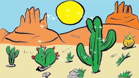 Пейзаж пустыни пошагово