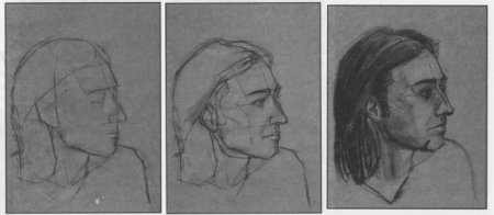 Этапы рисования углем