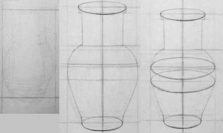 Этапы рисования кувшина