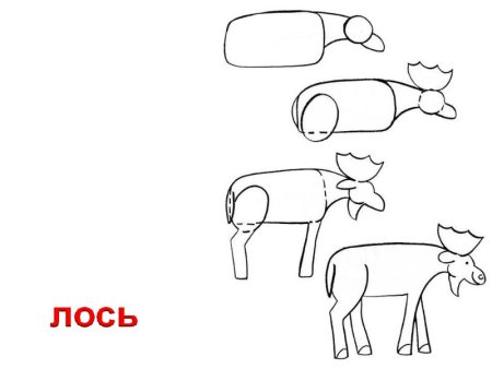 Нарисовать лося карандашом поэтапно ребенку