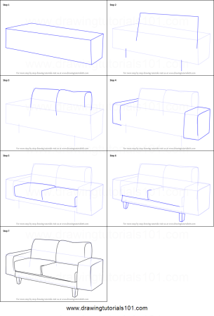 Диван сбоку в перспективе