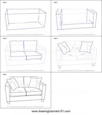 Как рисовать диван сбоку