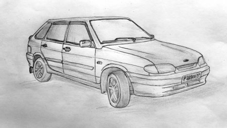 ВАЗ 2114 рисунок карандашом сзади