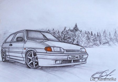 ВАЗ 2114 сбоку рисунок